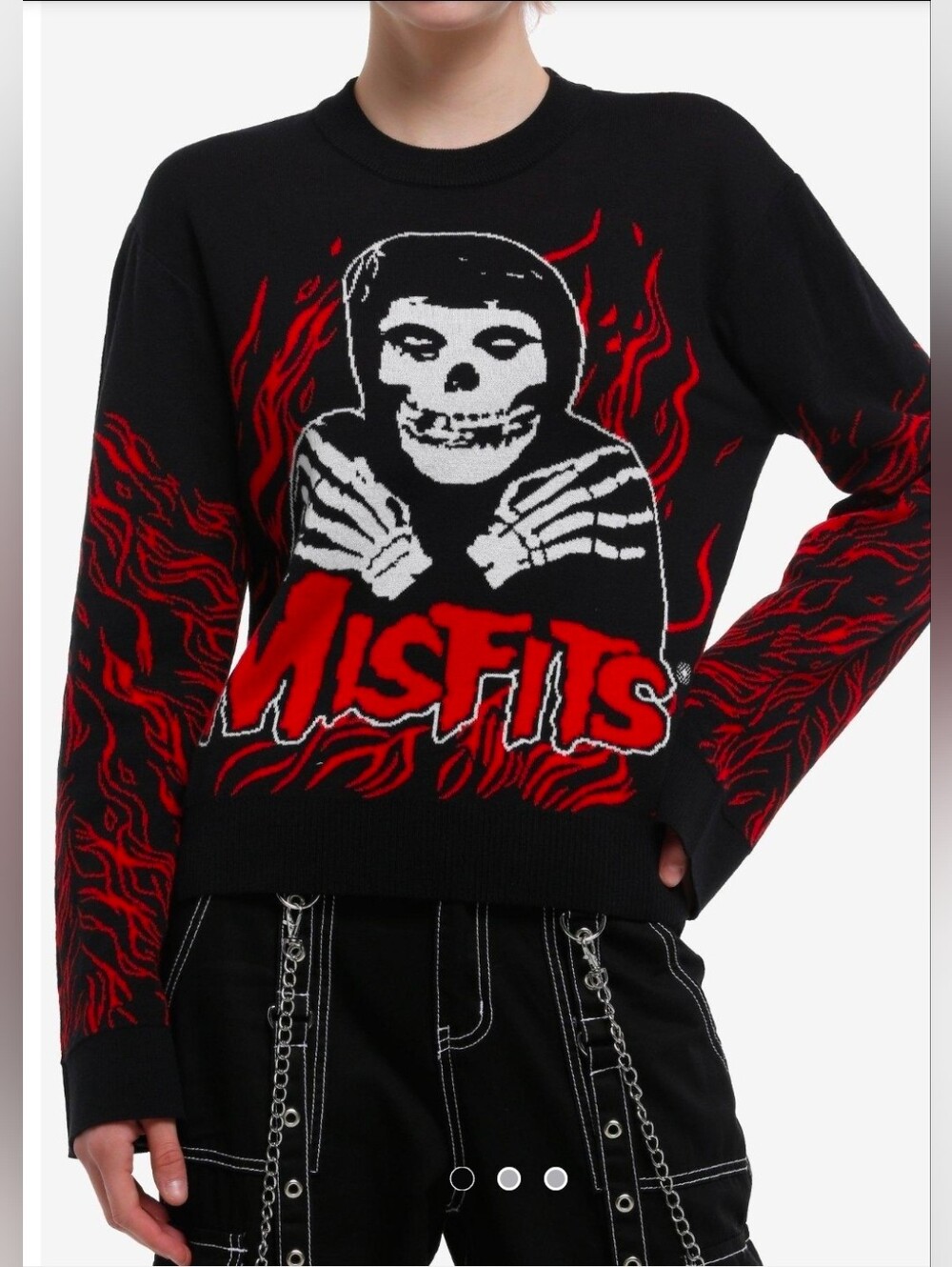 Misfits Crimson Ghost Flames Bell- Sleeve Girl Swater.